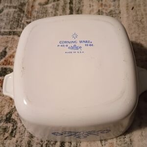 Corning Ware 22 oz White Casserole Dish with Blue Floral Accent